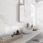 White Marble Effect Satin Rectified Porcelain Wall & Floor Tile - 600mm x 300mm 