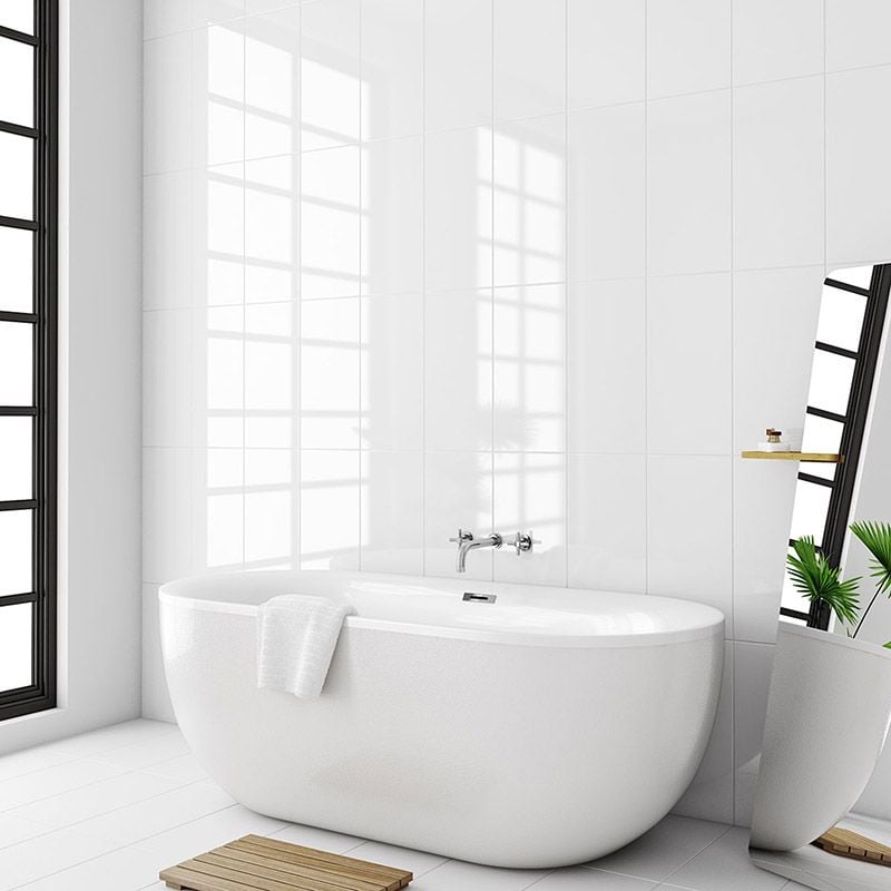 Rectified White Gloss Wall Tile 300x600, White Bathroom Floor Tiles Large