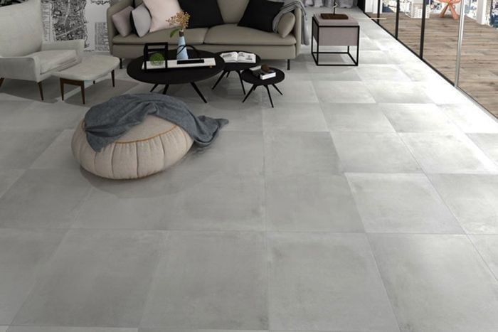 Rectified Concrete Effect Grey Matt Porcelain Floor Tile - 600mm x 600mm