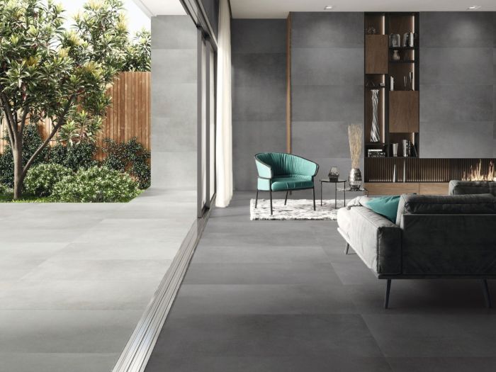 Piatta Grey Concrete Effect Porcelain Tile - 1200mm x 600mm