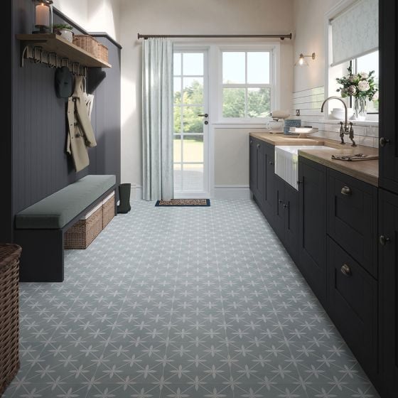 Laura Ashley Wicker Eau De Nil Matt Porcelain Wall & Floor Tile - 300mm x 300mm 