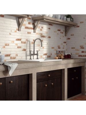 Manhattan Rustic White & Red Brick Effect Wall Tiles