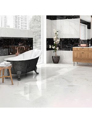 Capri Black Gloss Marble Effect Wall & Floor Tile - 450mm x 450mm