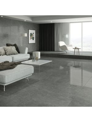Roma Grey Marble Effect Polished Porcelain Floor Tile - 600mm x 600mm