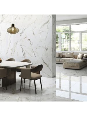 Calacatta Gold Marble Effect Polished Porcelain - 1200mm x 600mm