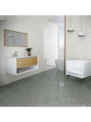 Roma Light Grey Gloss Marble Effect Wall Tile - 600mm x 300mm