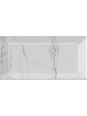 Metro White Carrara Marble Effect Bevelled Tile - 100mm x 200mm