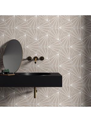 Lily Pad Beige Hexagonal Porcelain Wall & Floor Tile - 201mm x 201mm