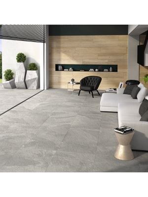 Alpine Grey Rock Effect Porcelain Floor Tile - 1200mm x 600mm