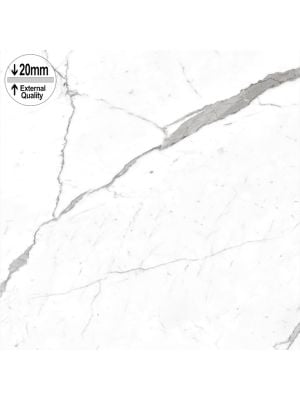 Carrara White Marble Effect 20mm Non Slip External Floor Tile