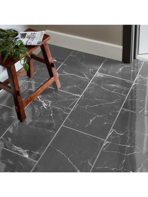 Elegance Black Marble Effect Gloss Porcelain Floor & Wall Tile