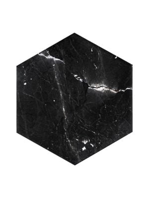 Favo Black Marble Effect Hexagonal Porcelain Wall & Floor Tile - 201mm x 201mm
