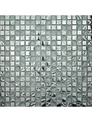 Glass Mosaic Tile | Silver Mix Effect 15 x 15 mm