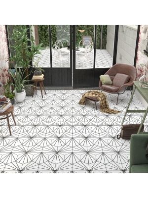 Lily Pad White Hexagonal Porcelain Wall & Floor Tile - 201mm x 201mm