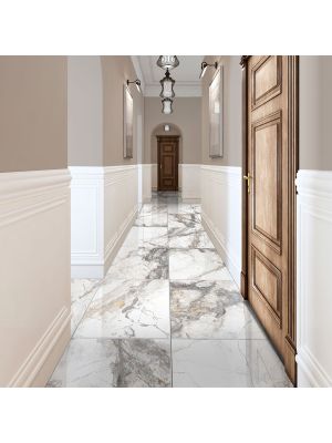 Milan Polished Marble Effect Porcelain Floor Tile - 600mm x 600mm