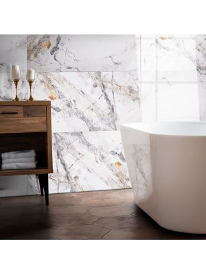 Milan Satin Marble Effect Porcelain Tile - 1200mm x 600mm