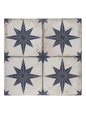 Quattro Star Blue Patterned Wall & Floor Tile - 450mm x 450mm 