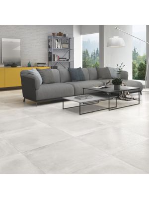 Rectified Concrete Effect Light Grey Matt Porcelain Floor Tile - 600mm x 600mm