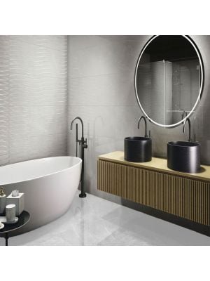 Roma Light Grey Marble Effect Polished Porcelain Floor Tile - 600mm x 600mm