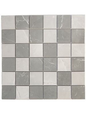Tundra Grey Marble Effect Mix Porcelain Mosaic - 300mm x 300mm