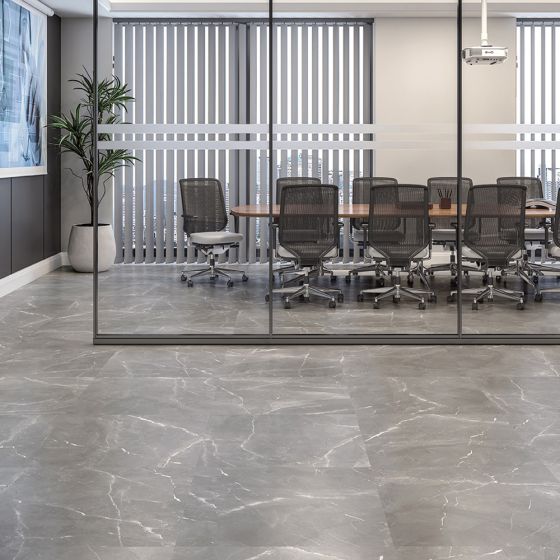 Tundra Dark Grey Matt Marble Effect Porcelain Floor Tile - 600mm x 600mm