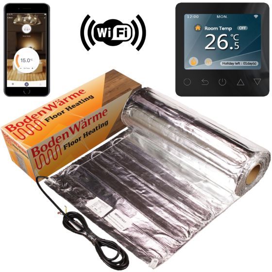 Underfloor Heating Kit for Laminate / Wood + Black WiFi Thermostat
