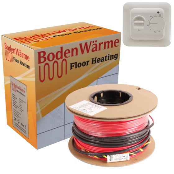 Electric Underfloor Heating Cable Kit + Manual Thermostat 150w /m²