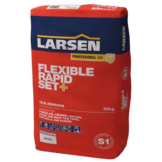 Larsen Rapid Set Flexible Plus White Floor & Wall Tile Adhesive S1 Grade