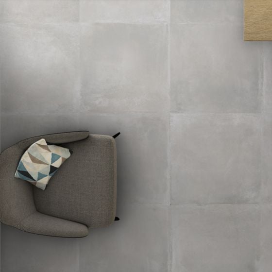 Rectified Matt Grey Concrete Effect Porcelain Floor Tile - 750mm x 750mm