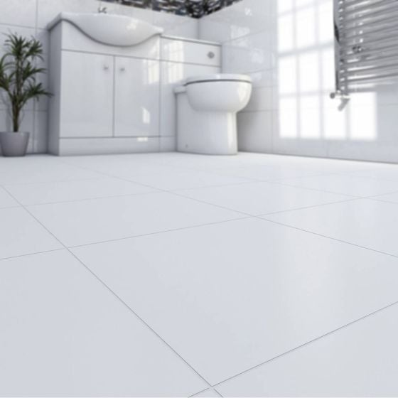 Rectified White Matt Porcelain Floor Tile - 600mm x 600mm
