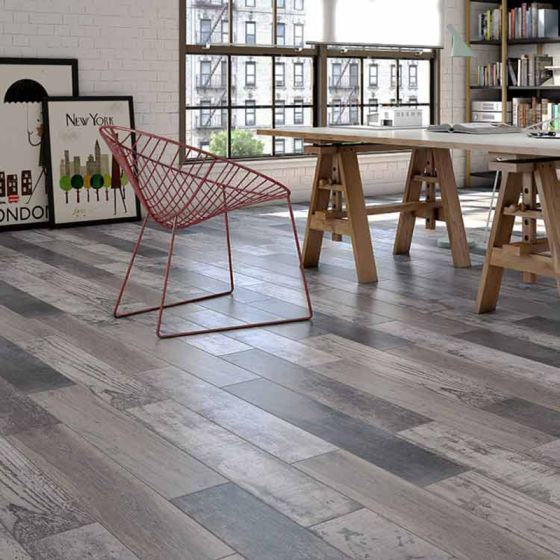 Samba Mix Grey Wood Effect Porcelain Floor Tile - 900mm x 150mm