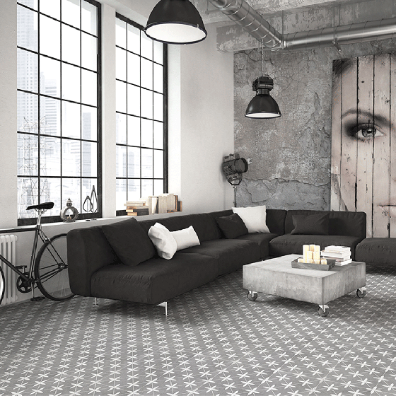 Tudor Grey Patterned Floor Tile - 450mm x 450mm